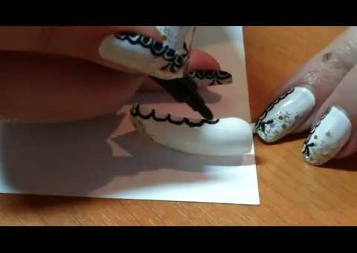 Красивый и простой маникюр с блёстками / Рисуем маркером на ногтях!