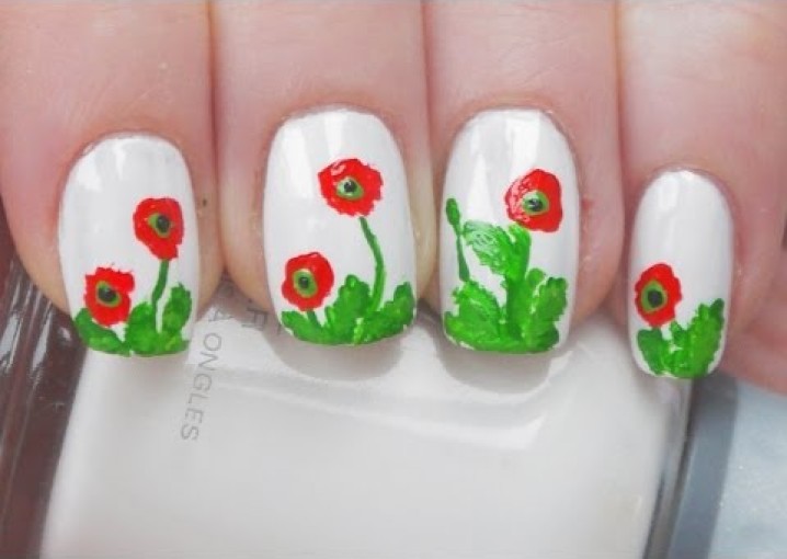 Маникюр "Красные маки" / Red poppy nail art tutorial