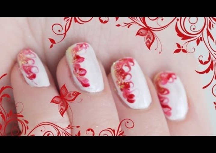 Маникюр "Красный фарфор" / Red porcelain nail art tutorial