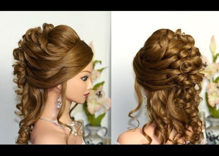 Curly wedding prom hairstyle for long hair. Свадебная прическа, прическа на выпускной.