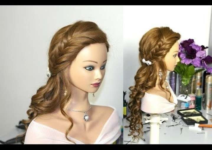 Romantic prom hairstyle for long hair. Романтическая прическа на выпускной для длинных волос.