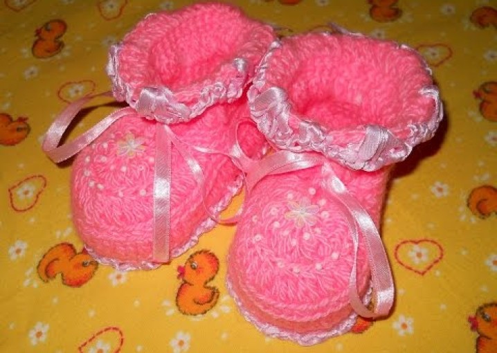Пинетки Праздничные - 3 часть - Crochet baby's bootees - вязание крючком