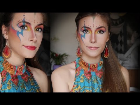 Яркий Хэллоуин грим-макияж Индийский-Цирковой / Carnival & Halloween circus makeup tutorial Яркий Хэллоуин грим-макияж Индийский-Цирковой / Carnival & Halloween circus makeup tutorial