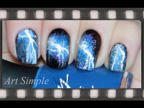 Молния Маникюр в домашних условиях (роспись ногтей)  | Storm, Electric Lightning Nail Art