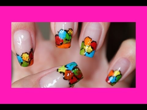 Витражный маникюр акриловыми красками / Stained glass manicure acrylic paints Витражный маникюр акриловыми красками / Stained glass manicure acrylic paints