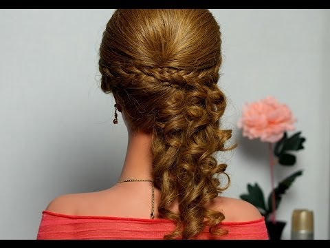 Романтическая прическа с плетением для длинных волос. Romantic hairstyle with braids Романтическая прическа с плетением для длинных волос. Romantic hairstyle with braids