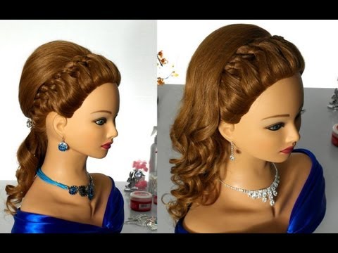Вечерняя прическа с плетением (коса из 4-х прядей). Prom hairstyle with 4 strand braid Вечерняя прическа с плетением (коса из 4-х прядей). Prom hairstyle with 4 strand braid