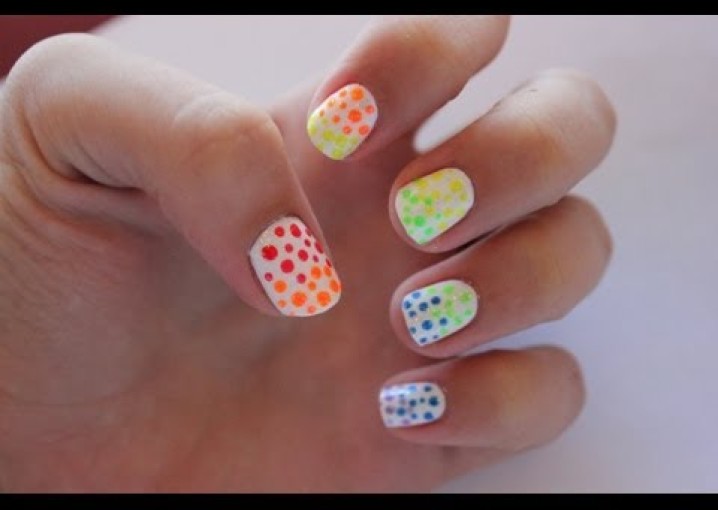 Rainbow dots Nail Art Design | Радужные точки Идея маникюра