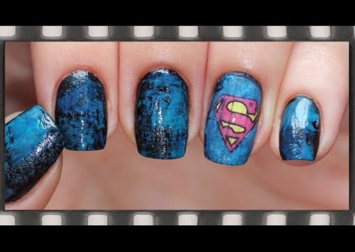 Слайдер дизайн ногтей + маникюр сухой кистью | Water Decals Nails - Supergirl