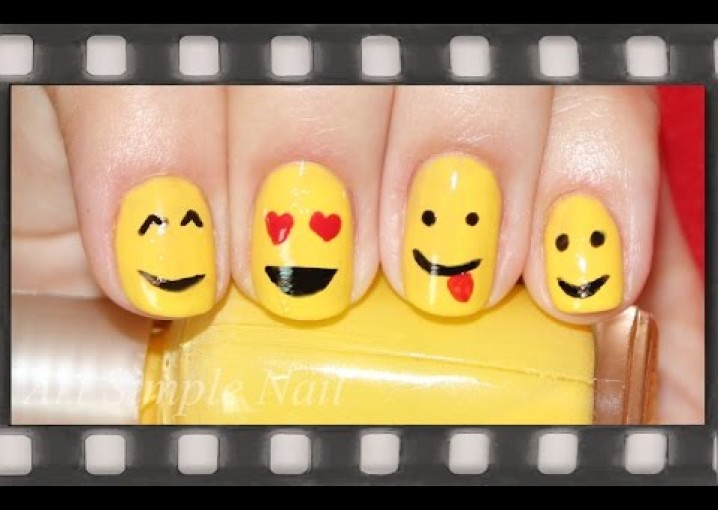 Smiley Face Nail Art  | Смайлики - маникюр для коротких ногтей