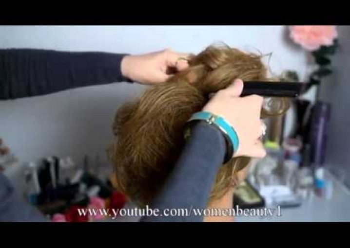 Вечерняя прическа на средние волосы  Evening prom hairstyle