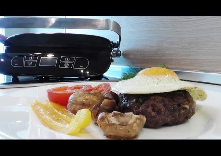 Бифштекс с яйцом на электро гриле видео рецепт