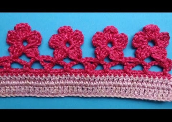 Crochet border Кайма цветочки вязание крючком 336