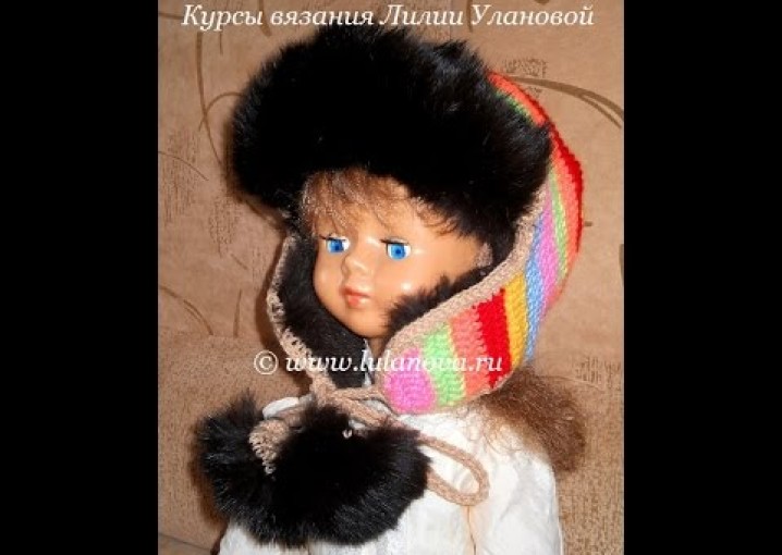 Вязание крючком шапки Ушанки - 2 часть - Crochet hats with earflaps