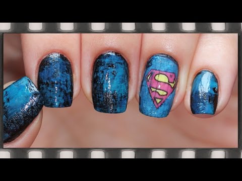Слайдер дизайн ногтей + маникюр сухой кистью | Water Decals Nails - Supergirl