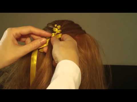 Быстрая прическа с лентой  Ribbon Braid Hairstyle for medium hair tutorial