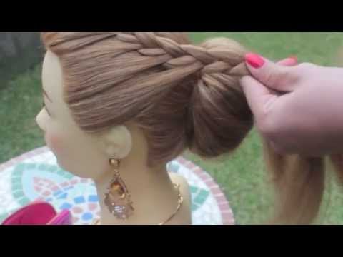 Прическа Плетение косы с круглым валиком