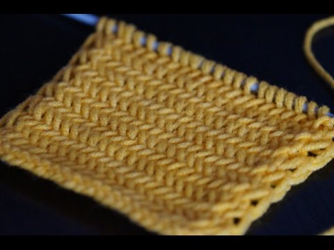 Вязание спицами узора Елочка для начинающих  /////   Herringbone pattern knitting for beginners